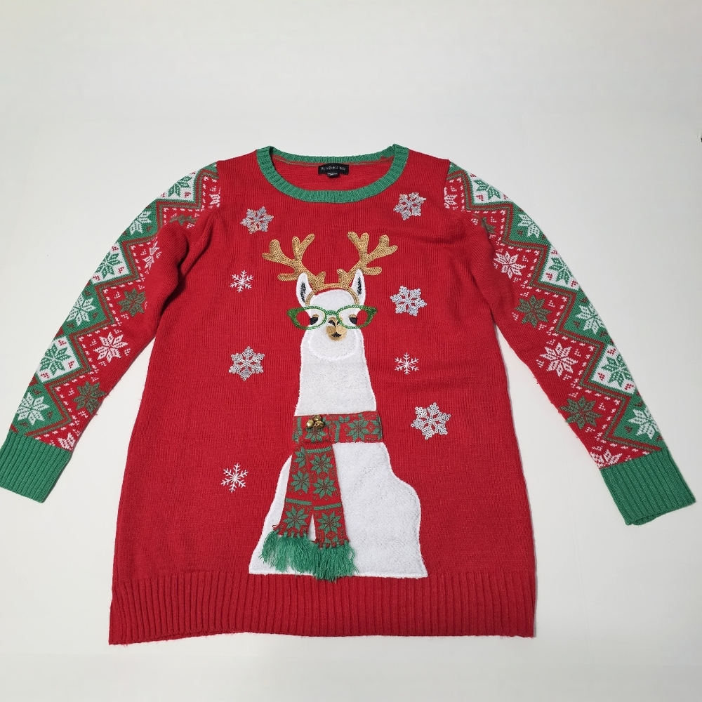 Blizzard Bay Women's Llama Christmas Red Sweater Sz XL